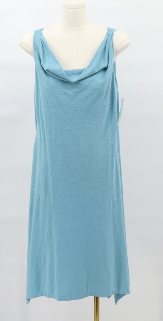 Eileen Fisher NWT Blue Casual Midi Dress Clean Girl Relaxed Sz S
